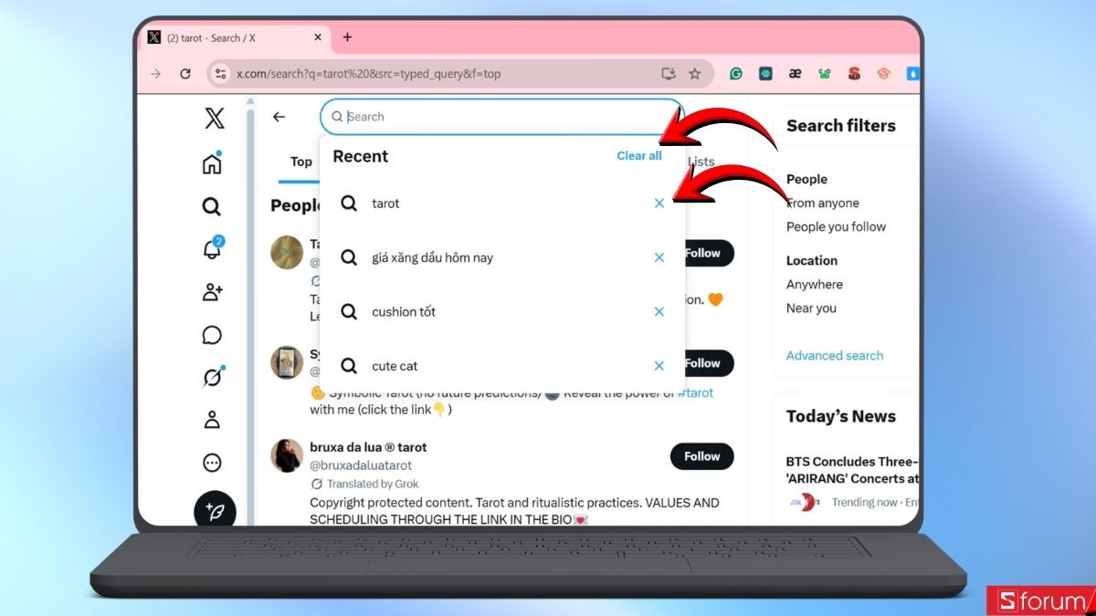 Chọn xóa từ khóa