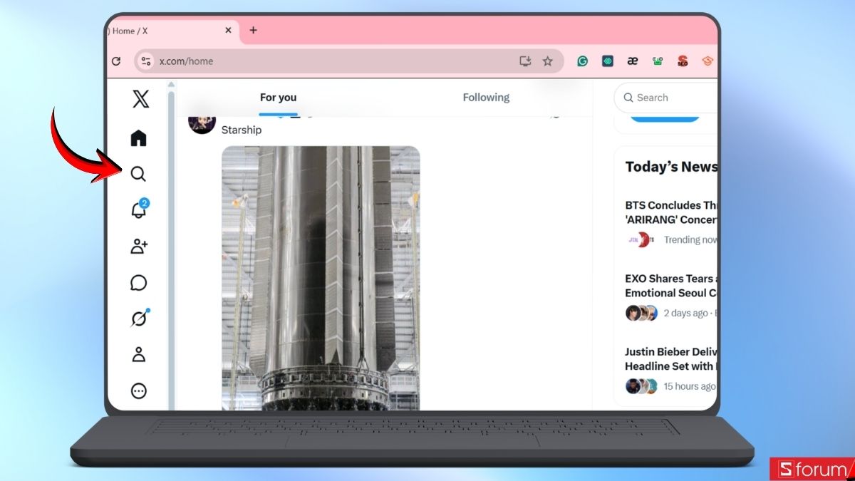 Vào công cụ tìm kiếm