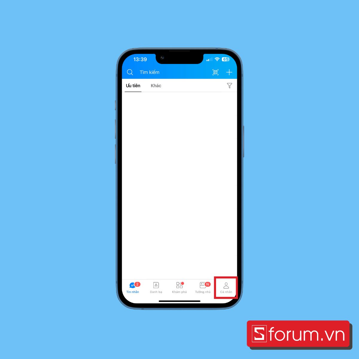 Vào mục Cá nhân