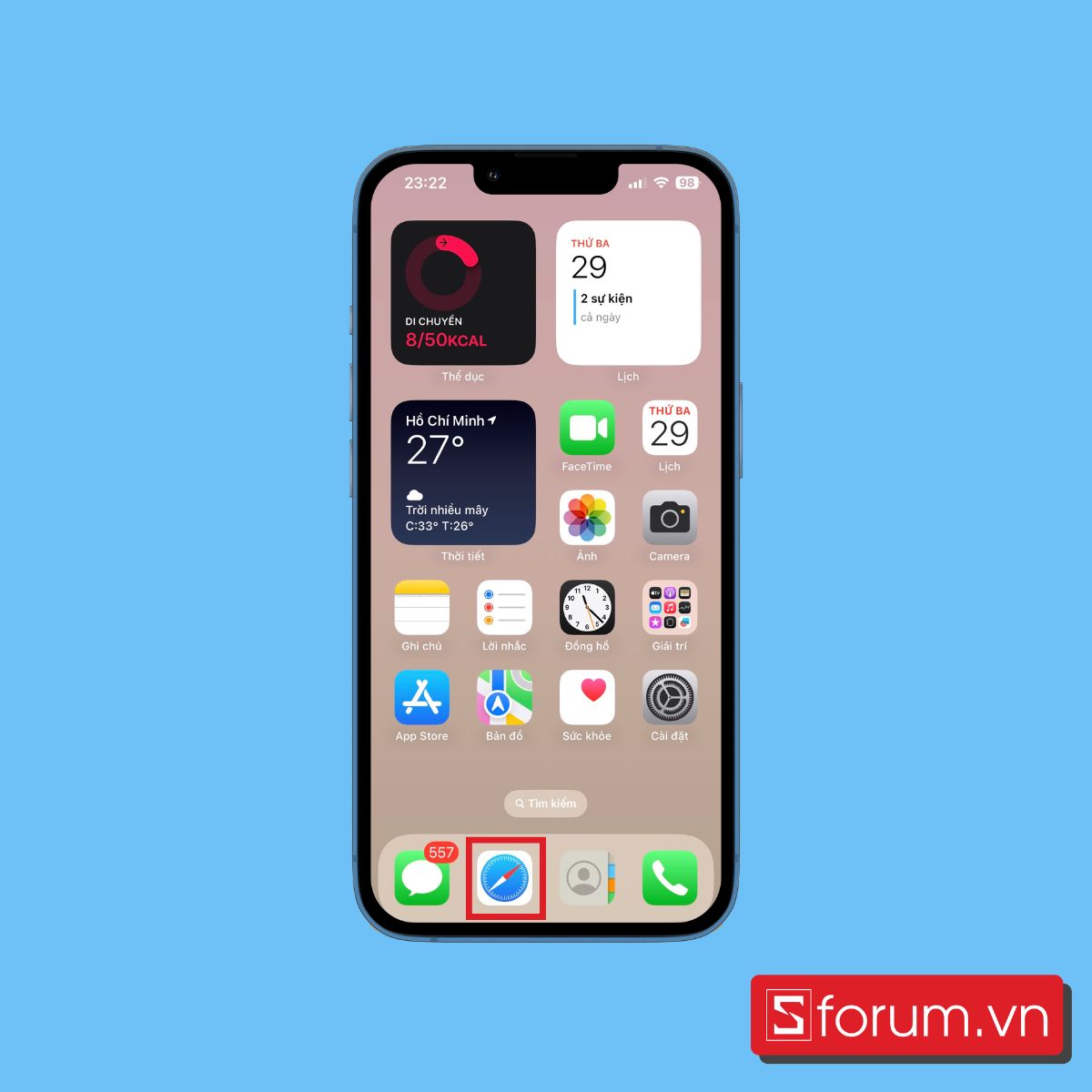 Mở Safari và tìm ảnh