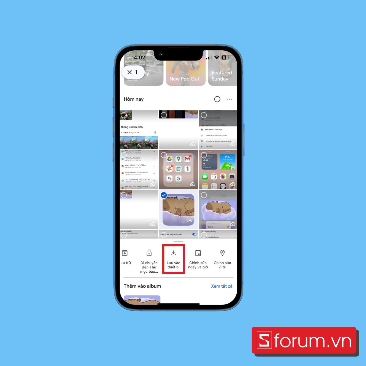 Chọn ảnh và lưu ảnh về thiết bị