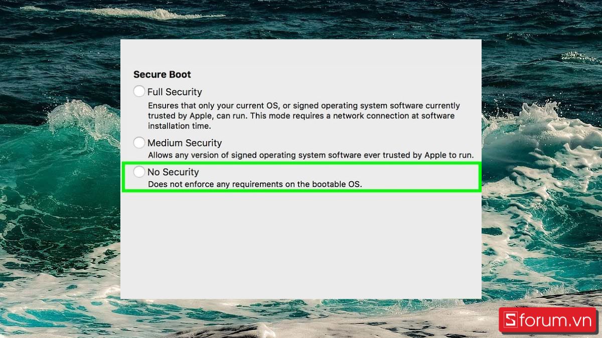 Tắt tính năng Secure Boot (chip Apple T2) bước 4