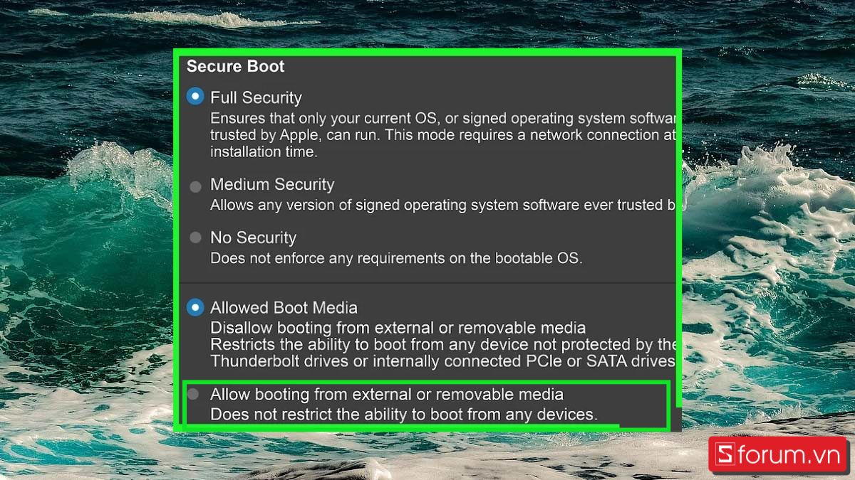 Tắt tính năng Secure Boot (chip Apple T2) bước 5
