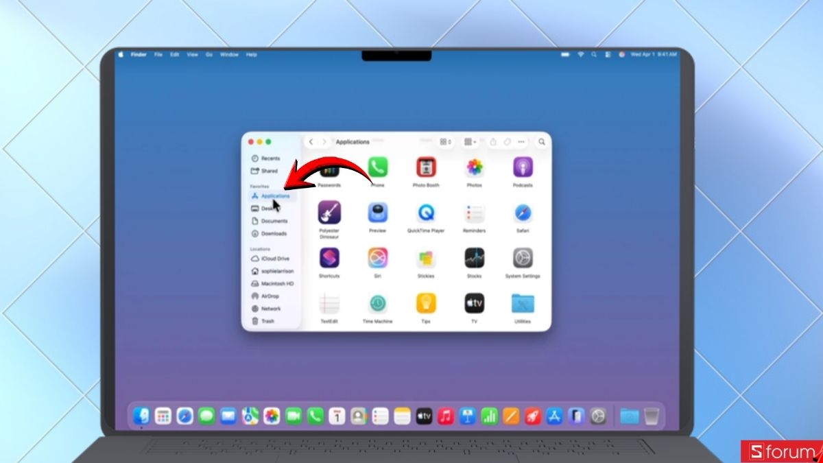 Vào mục Applications