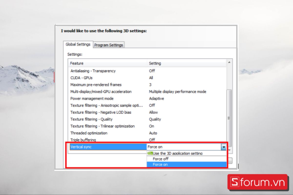 Tắt Vertical Syn để cải thiện tình trạng giật lag