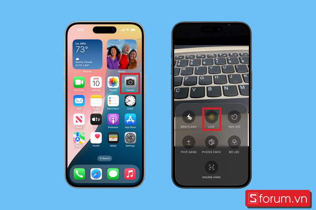 cách chụp phơi sáng trên iPhone với tính năng live photos bước 1
