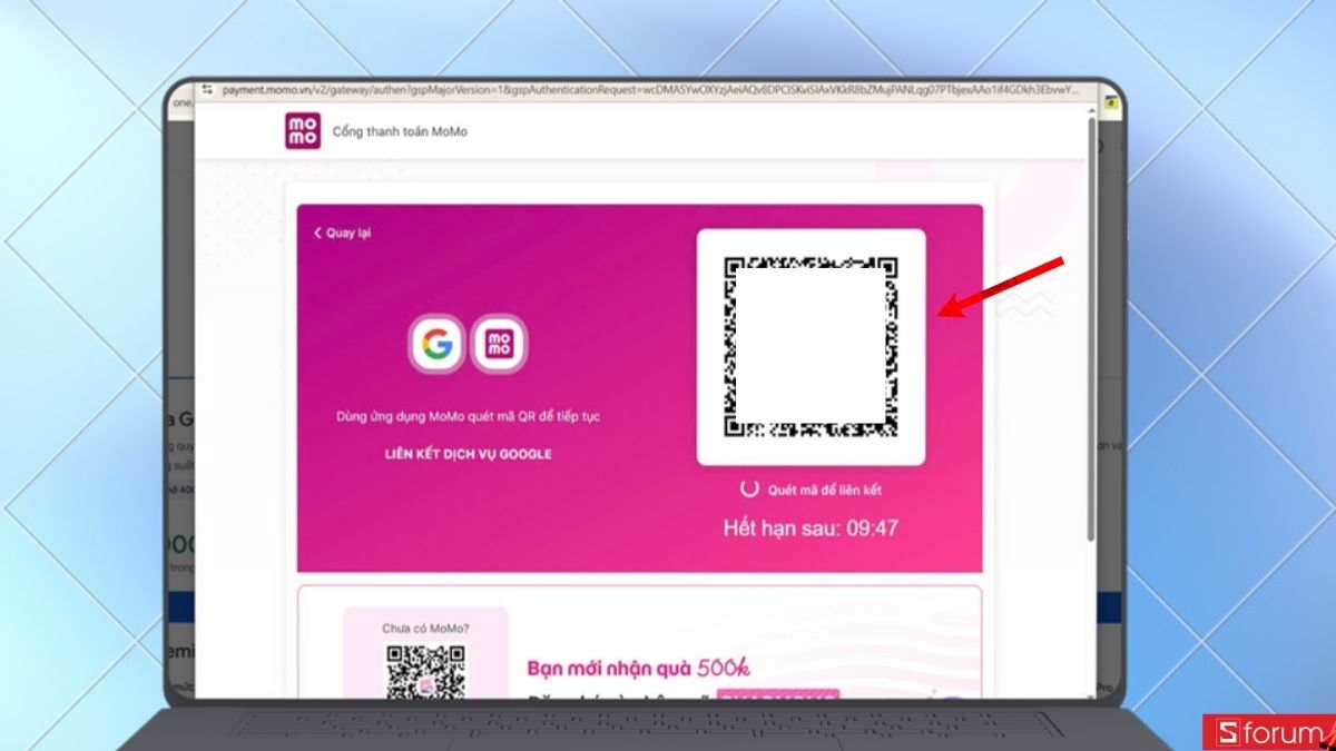 Quét mã QR để liên kết ví điện tử