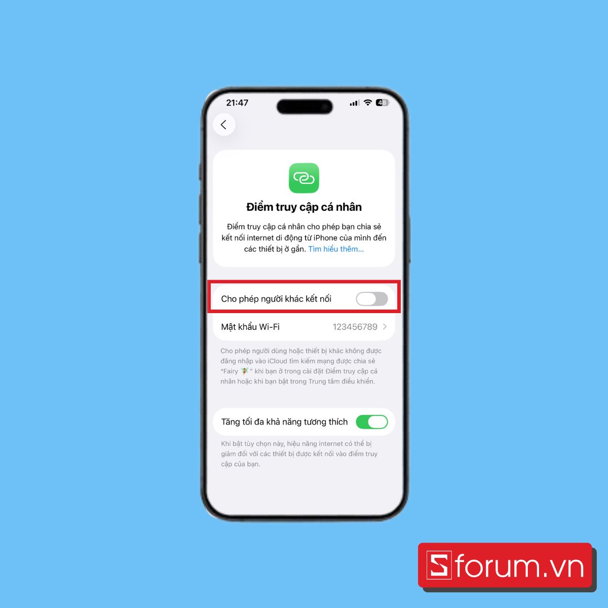 Cuộn xuống dòng Cho phép người khác kết nối