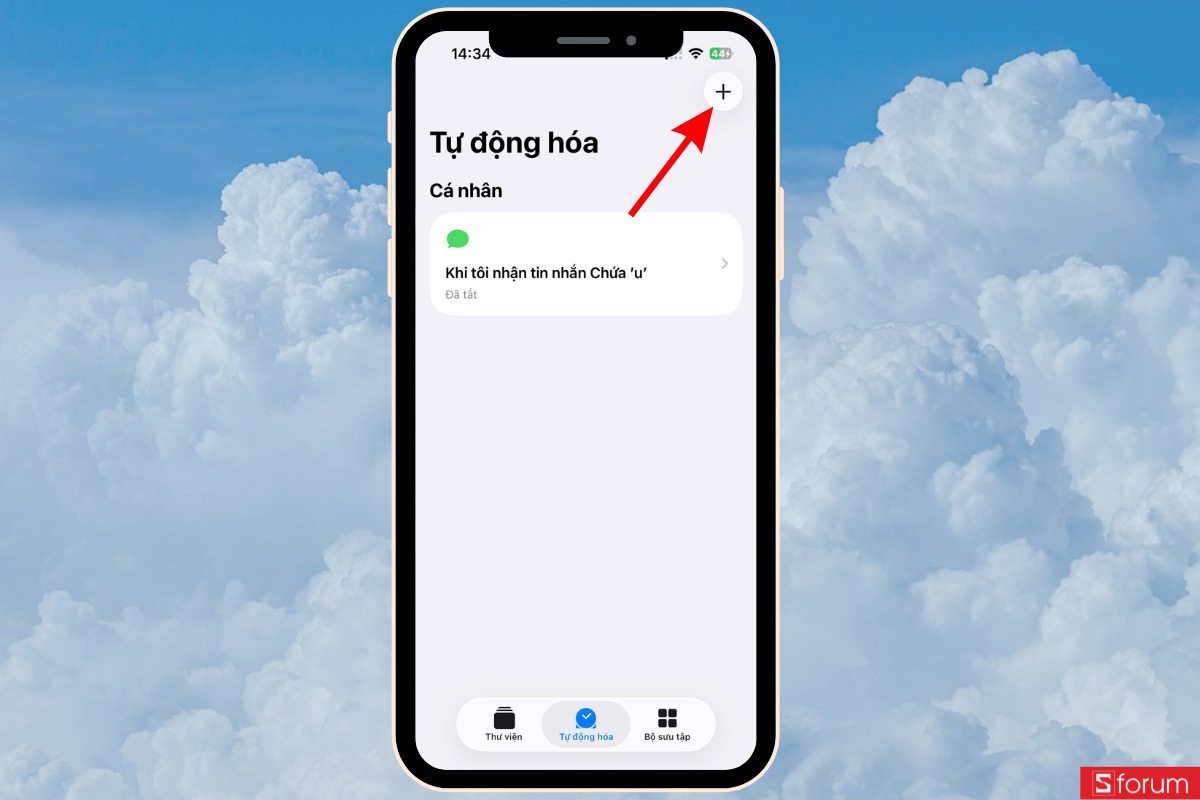 Nhấn vào nút dấu cộng