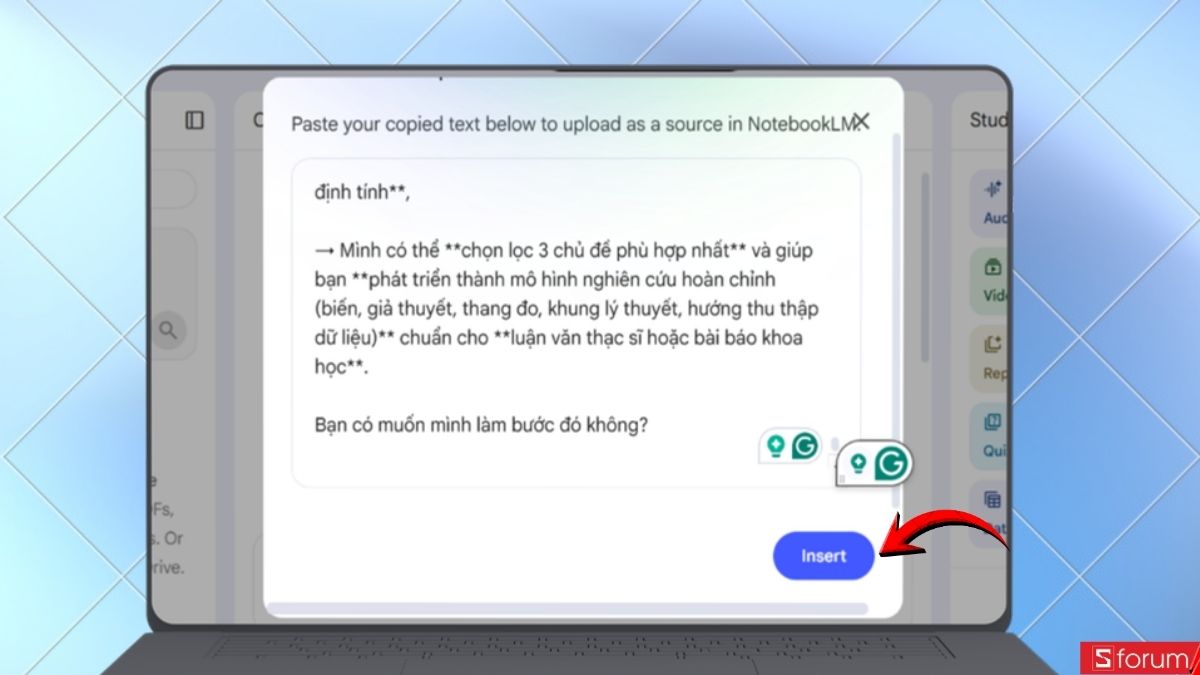 Nhấn Insert để chèn