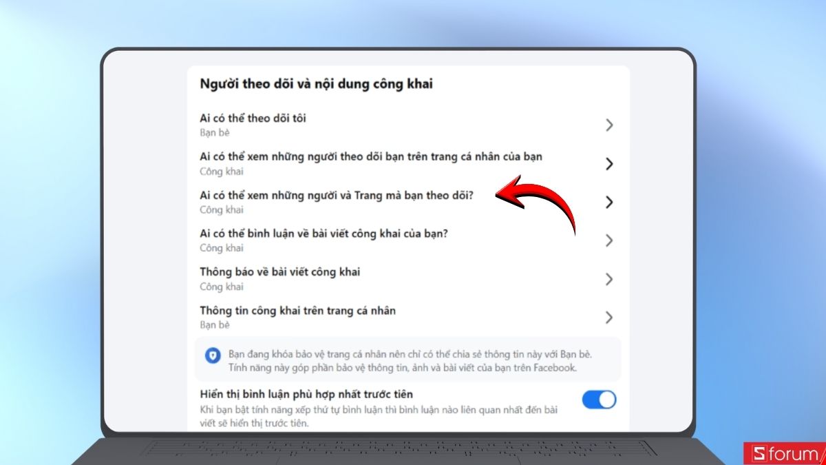 Chọn nội dung mà bạn muốn tùy chỉnh