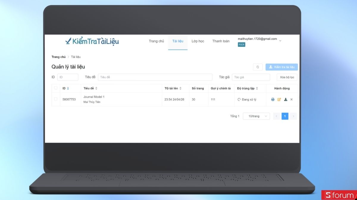 Chờ hệ thống xử lý