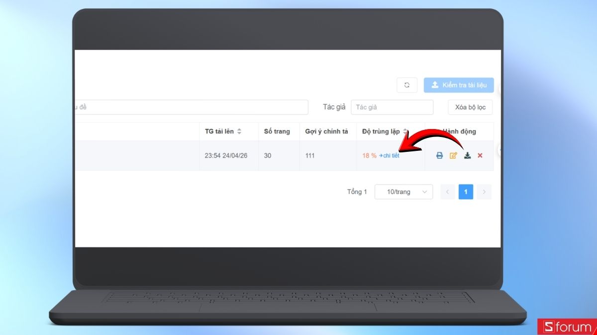 Xem chi tiết độ trùng lặp