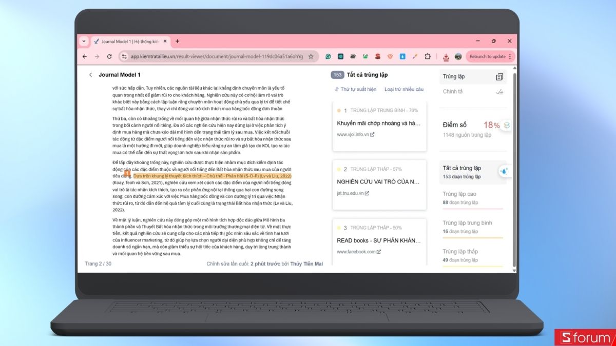 Đọc báo cáo độ trùng lặp