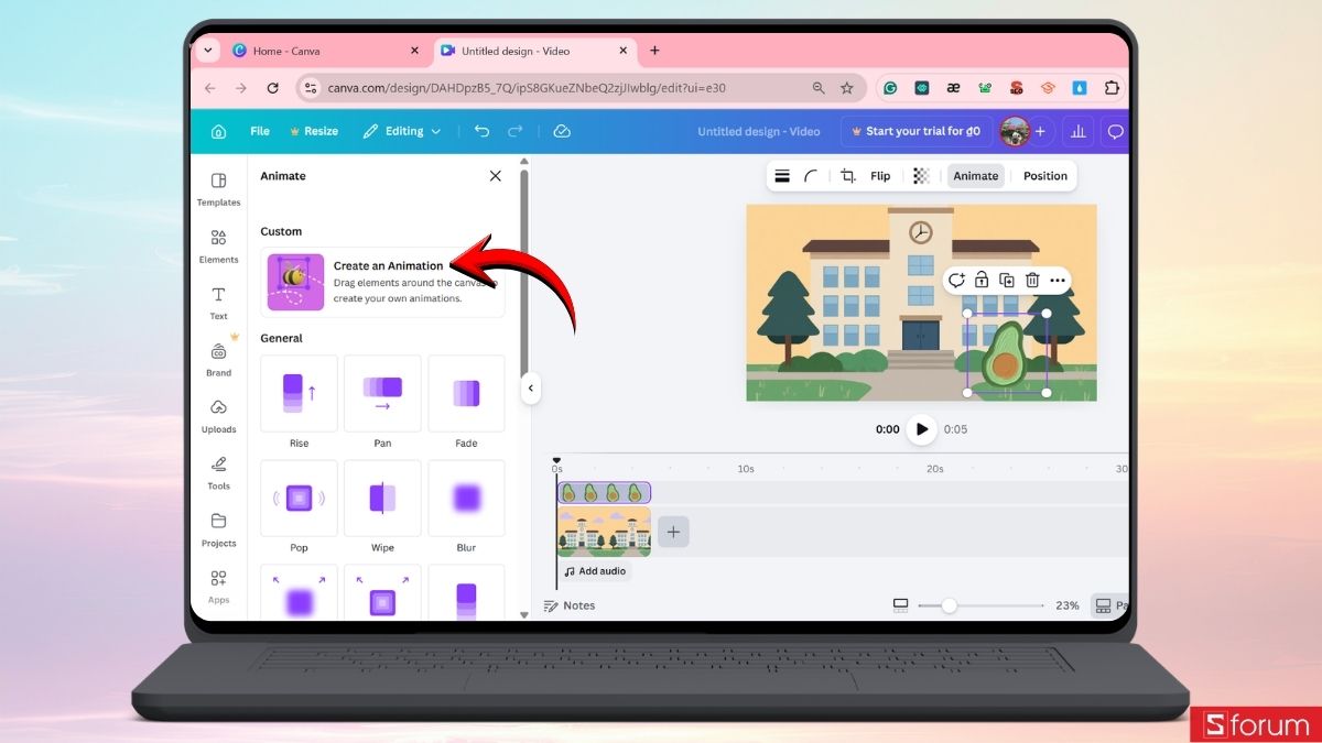 Chọn chế độ tạo ảnh động