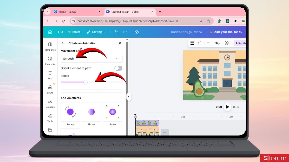 Chỉnh tốc độ và kiểu chuyển động