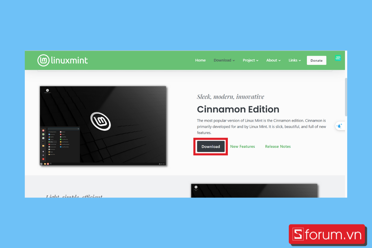 Truy cập vào web chính thức và tải file ISO của Linux Mint