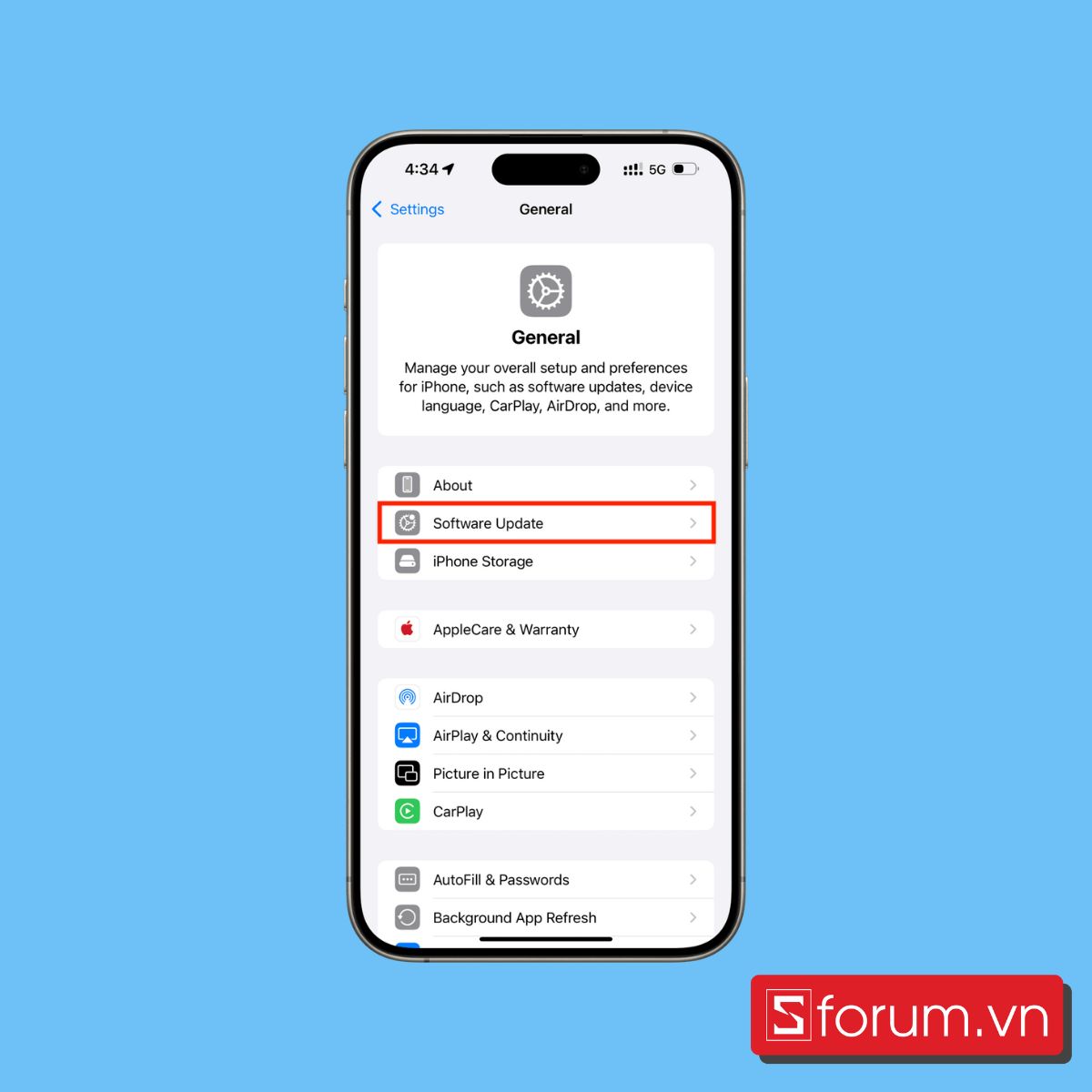 Chọn Cập nhật phần mềm