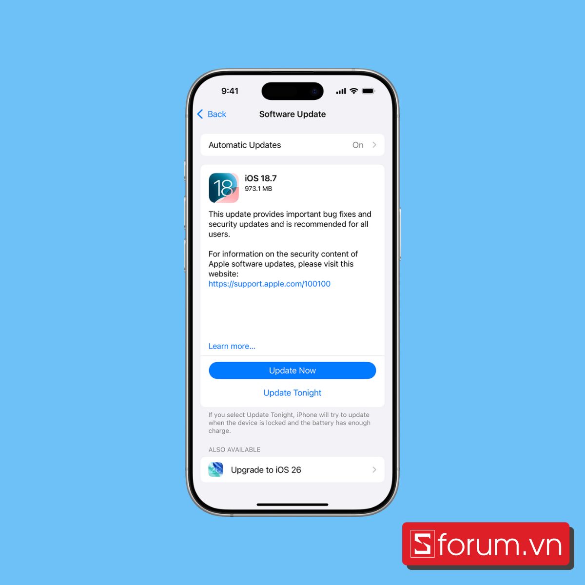 Chọn Tải về và Cài đặt bản cập nhật iOS mới