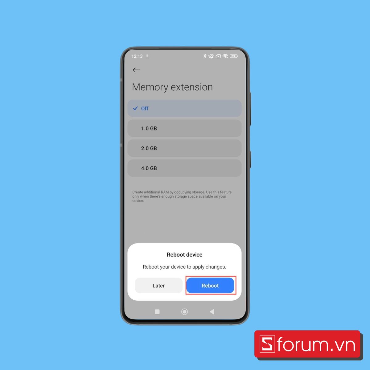 Cách bật RAM ảo Xiaomi bước 5