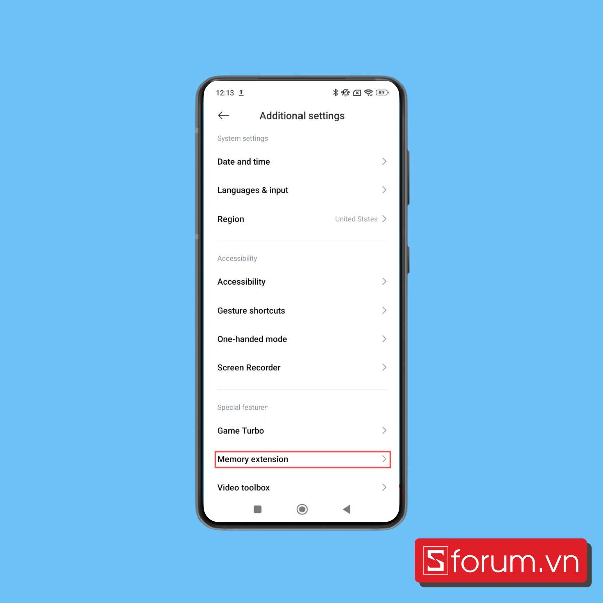 Cách bật RAM ảo Xiaomi bước 3