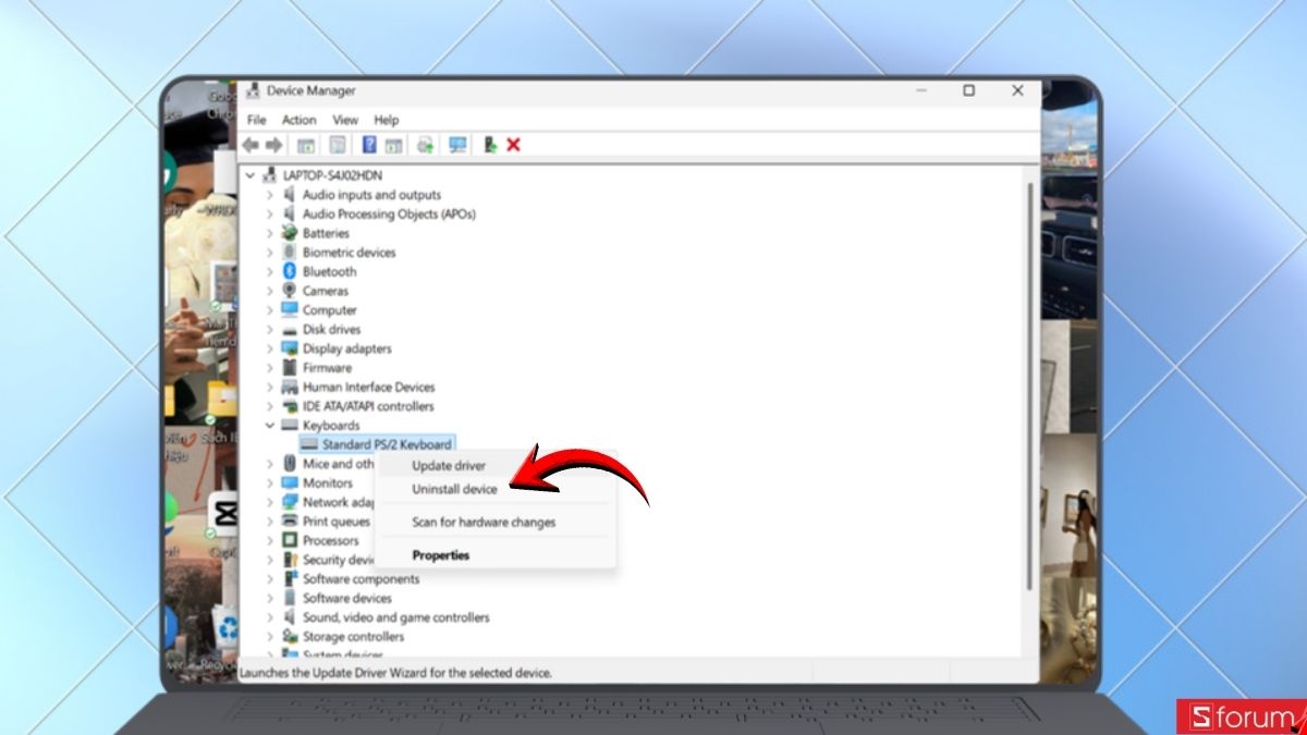Nhấn Uninstall device