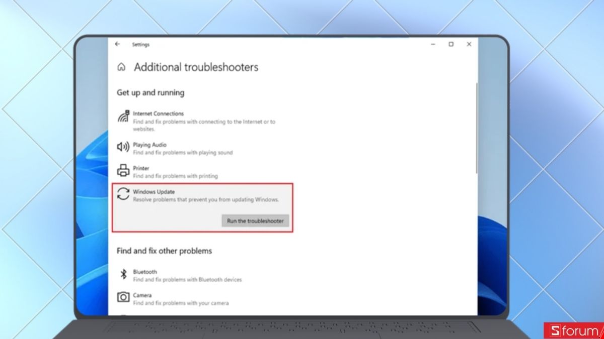 Kích hoạt công cụ sửa lỗi Windows Update