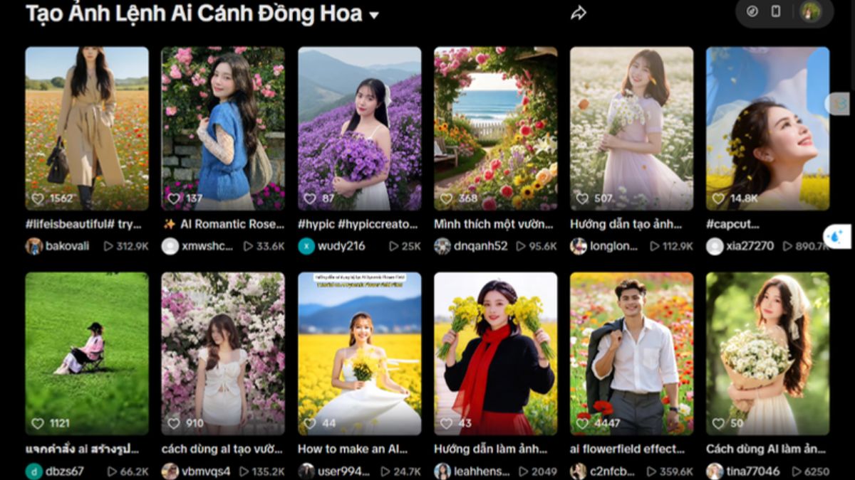 Xu hướng tạo ảnh cánh đồng hoa