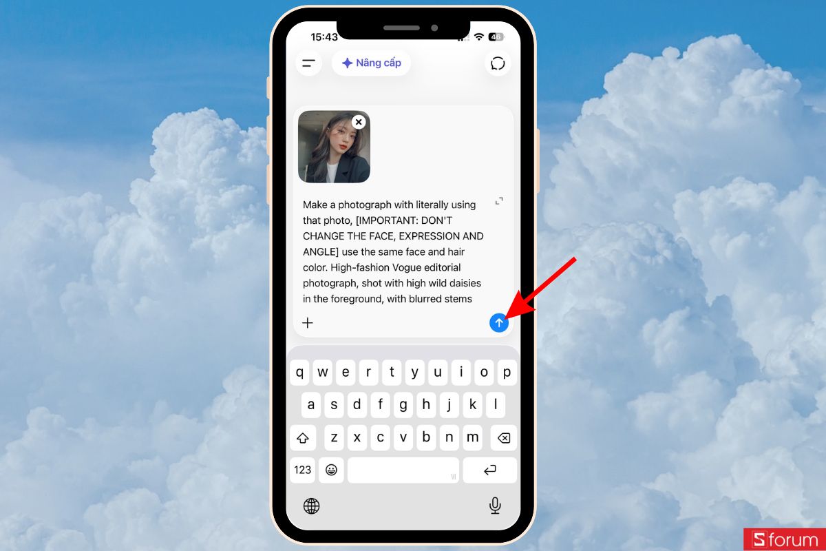 Nhập prompt sau đó nhân vào nút mũi tên