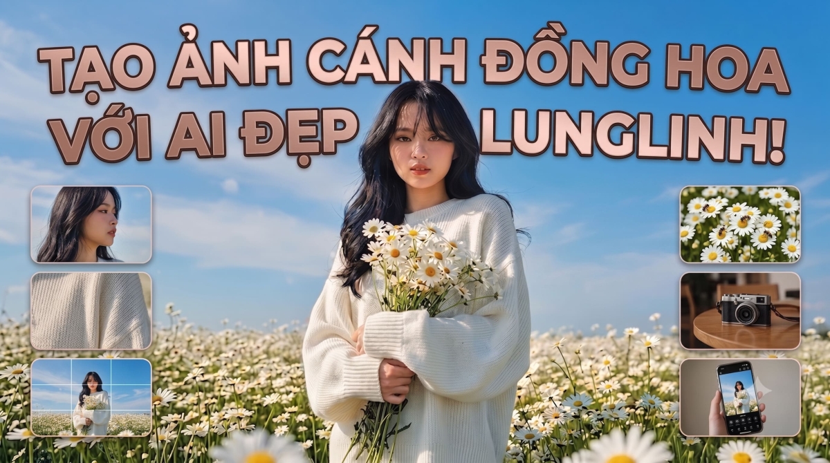 Cách tạo ảnh chụp với cánh đồng hoa bằng AI đẹp lung linh Cách tạo ảnh chụp với cánh đồng hoa bằng AI đẹp lung linh