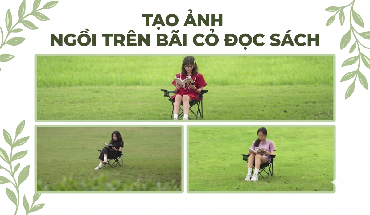 Cách tạo ảnh ngồi trên bãi cỏ đọc sách bằng AI cực dễ