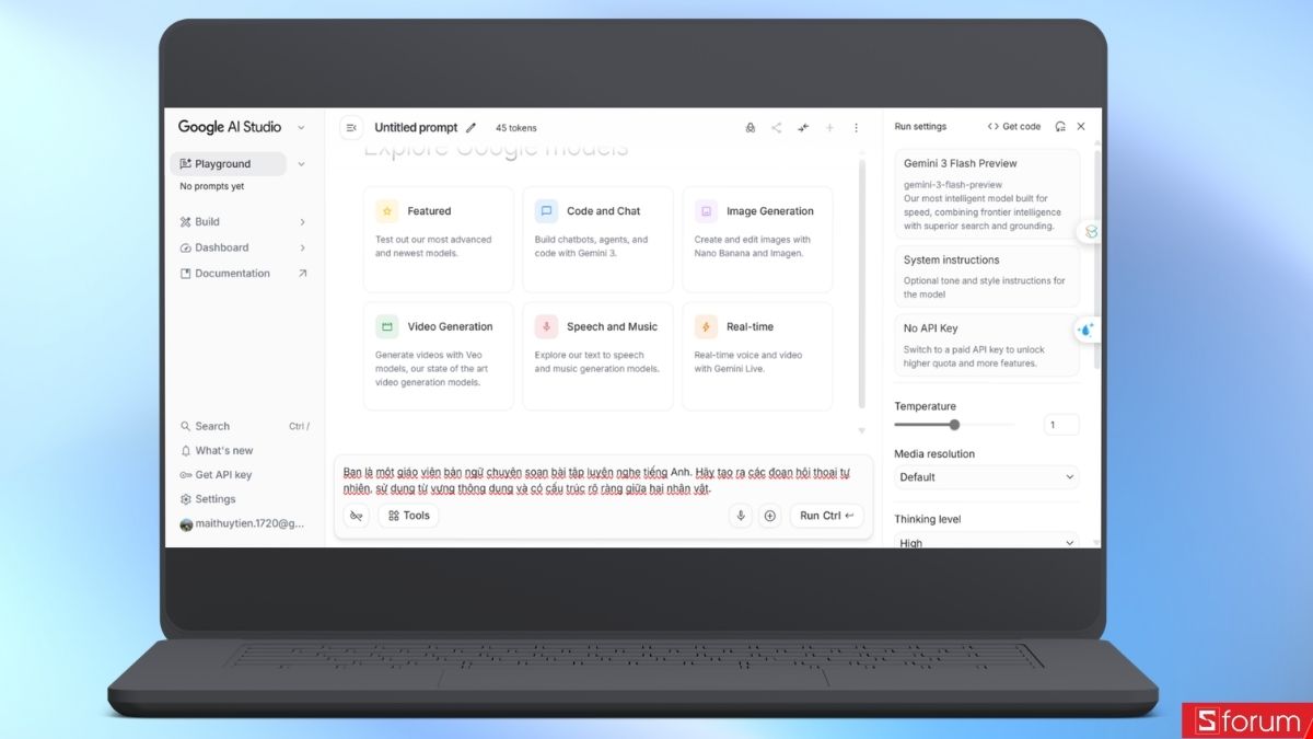 Nhập lệnh tạo nội dung