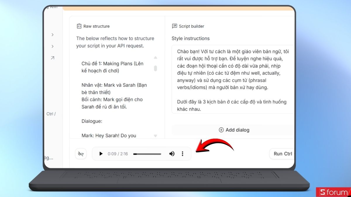 Tạo đoạn hội thoại thành công