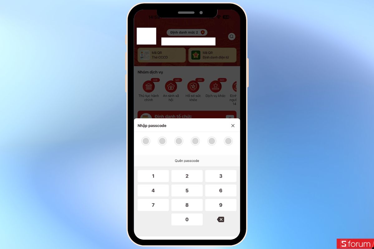 Nhập passcode vào