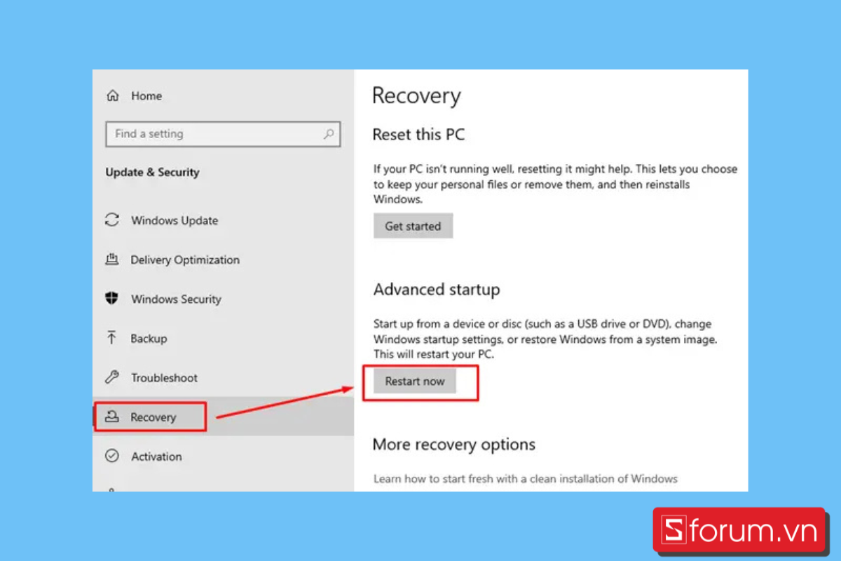 Cách vào BIOS HP bằng settings - bước 3
