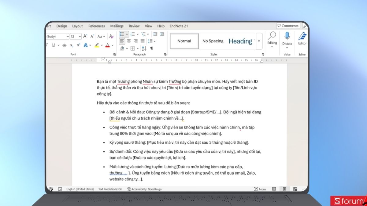 Sao chép ra word để chỉnh sửa prompt