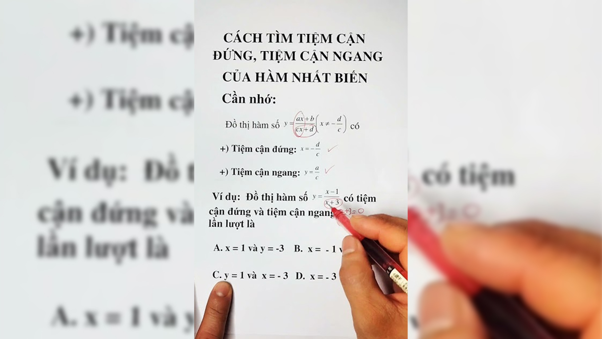 Cách tìm tiệm cận đứng của đồ thị hàm số