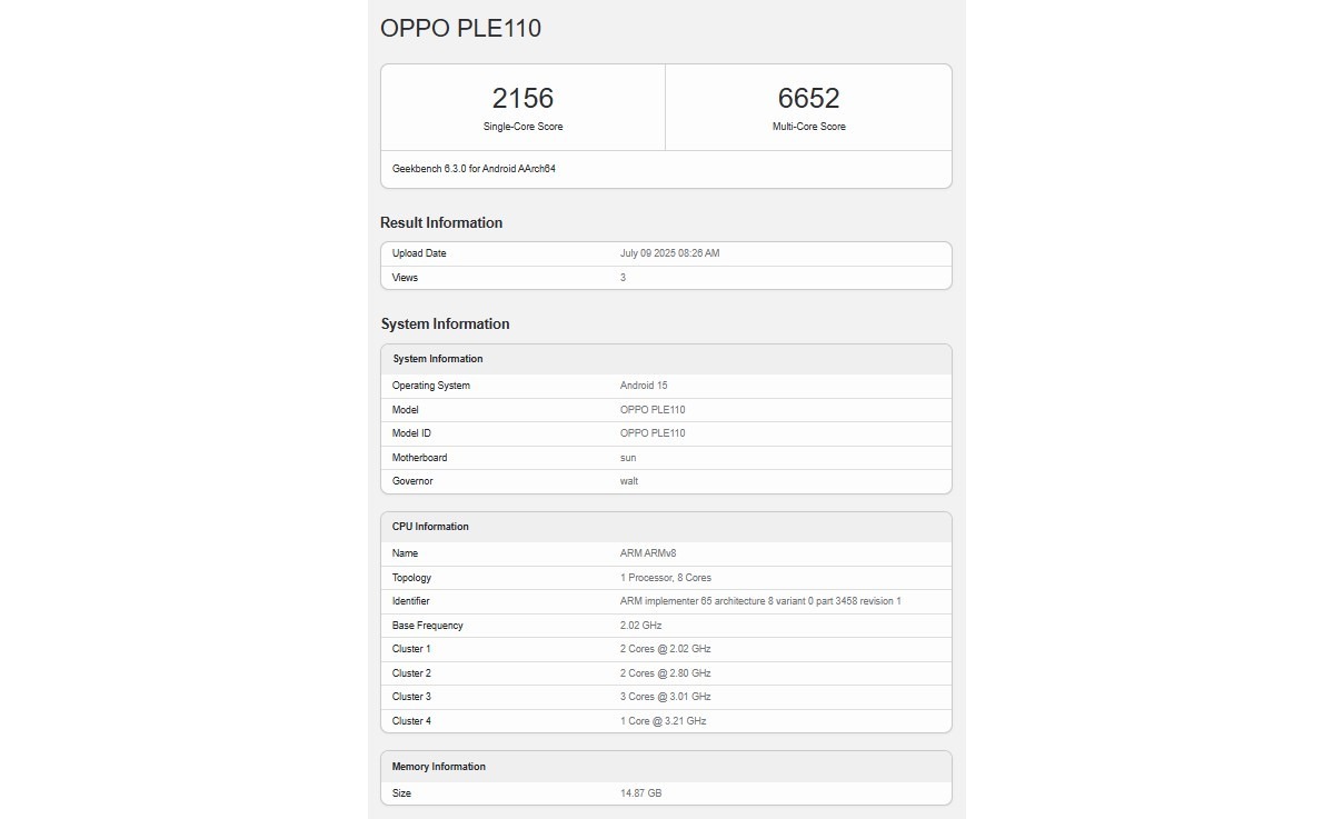 OPPO K13 Turbo lộ hiệu năng ấn tượng trên Geekbench