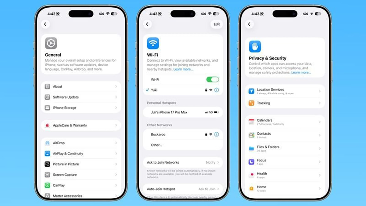 iOS 26.1 có gì mới về ứng dụng Cài đặt