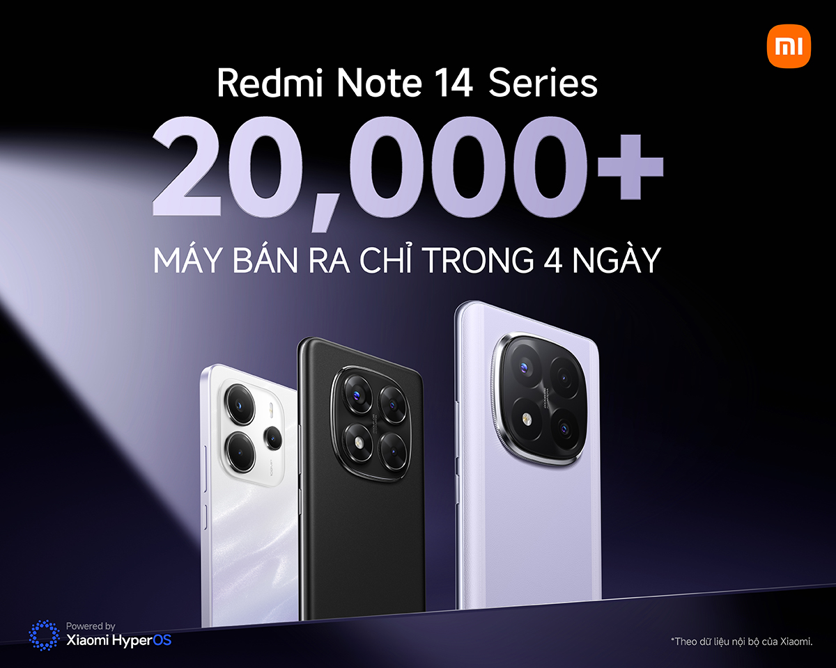 Redmi Note 14 Sereis đạt 20,000 đơn hàng sau 4 ngày mở bán tại Việt Nam
