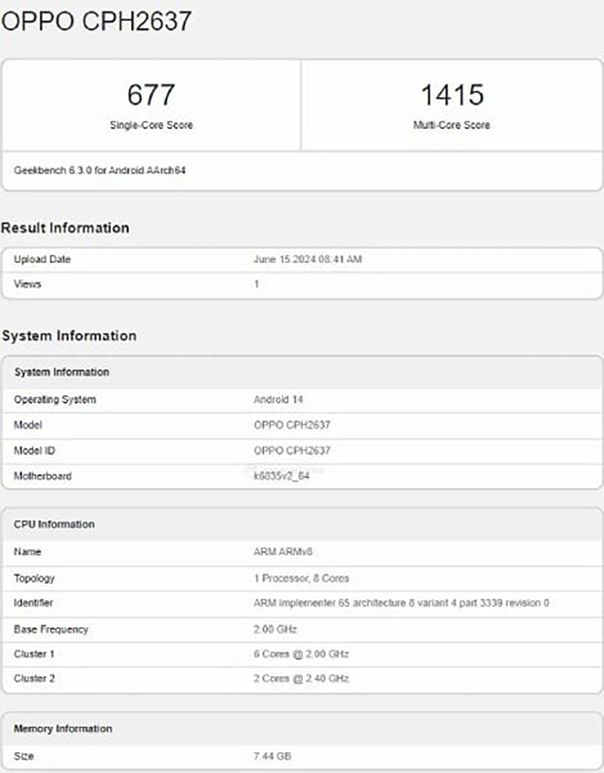 OPPO Reno12 F xuất hiện trên Geekbench