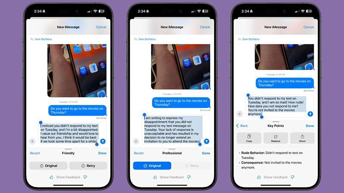 Bạn có thể sử dụng Writing Tools ở bất kỳ nơi nào có văn bản trên iPhone, iPad hoặc Mac