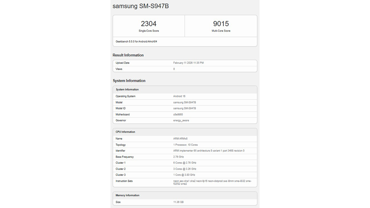 Galaxy S26 Plus được thử nghiệm hiệu năng trên Geekbench