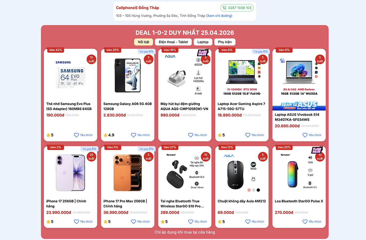 Nhiều deal hot được tung ra nhân dịp CellphoneS khai trương cửa hàng mới