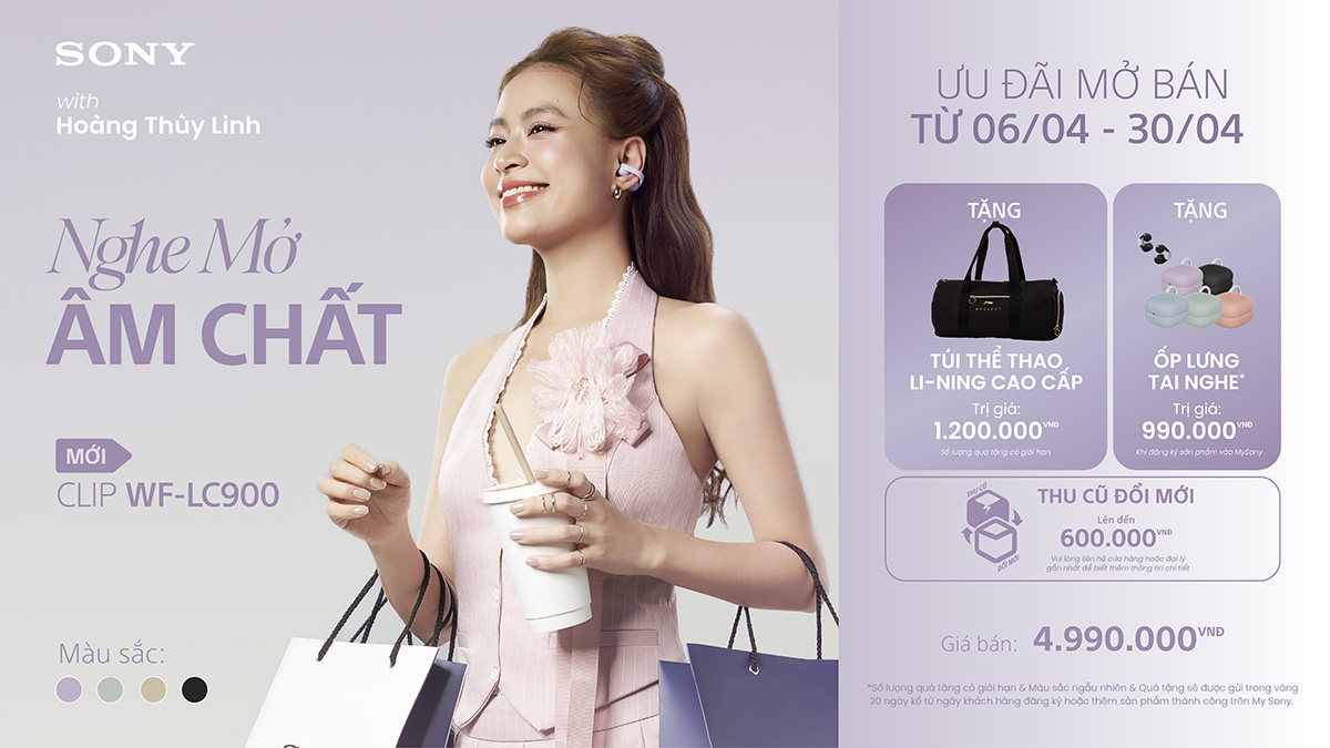 CellphoneS mở bán tai nghe Sony Clip WF-LC900