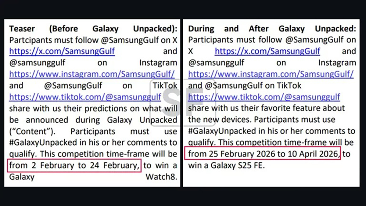 Dòng Galaxy S26 có thể ra mắt vào ngày 25/2