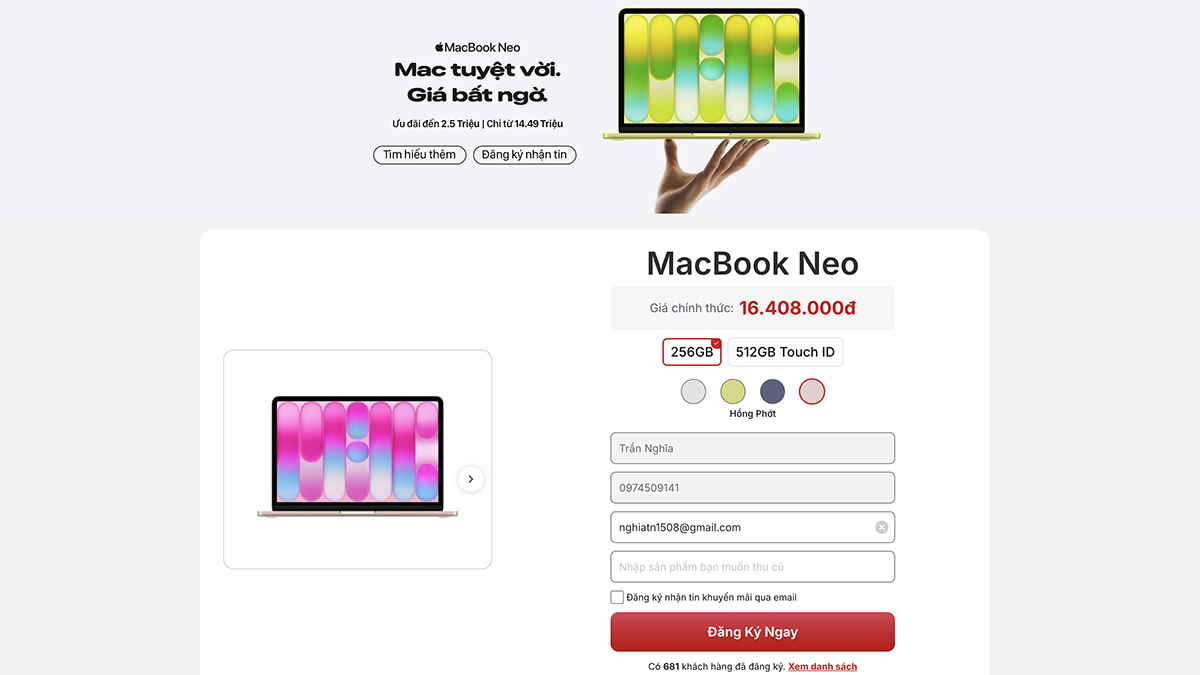Mời đăng ký nhận tin MacBook Neo tại CellphoneS