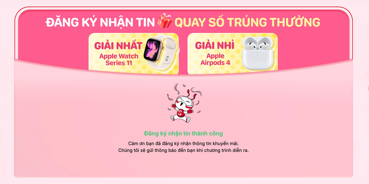 Bạn sẽ có cơ hội trúng Apple Watch Series 11 khi đặt ký nhận tin sale 8/3