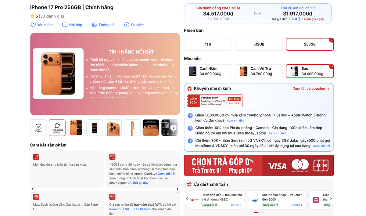 iPhone 17 Pro hiện có giá hấp dẫn hơn khá nhiều