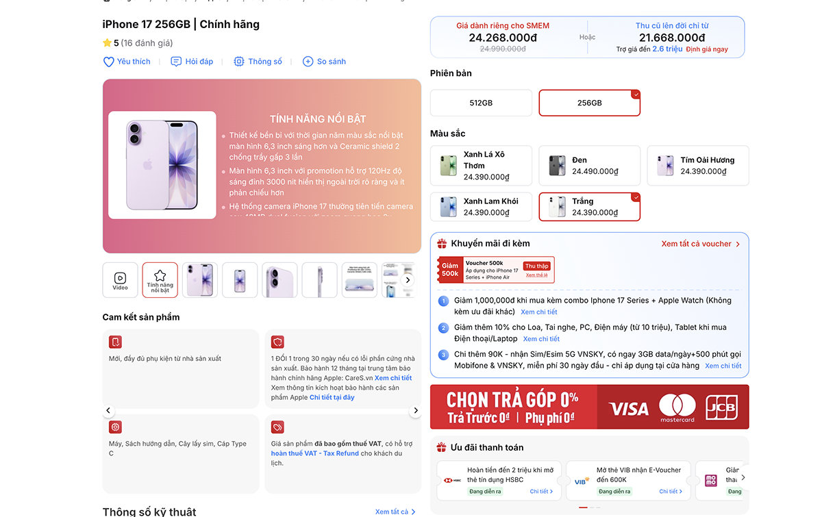 iPhone 17 có giá hấp dẫn trước thềm đại lễ 30/4
